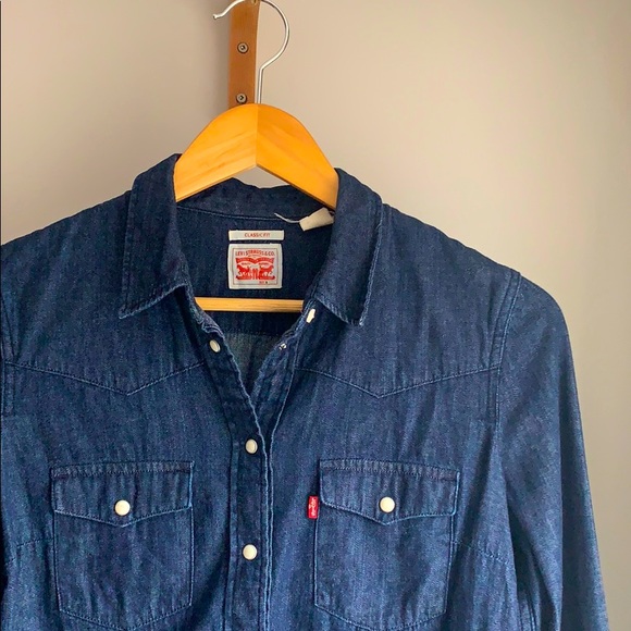 Levi’s Essential Western Shirt - Dark Indigo Wash - Picture 3 of 5